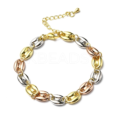 Rack Plating Brass Coffee Bean Chain Bracelet for Women RJEW-D078-08-1