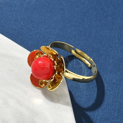 Brass Adjustable Finger Rings for Women RJEW-K295-02G-1