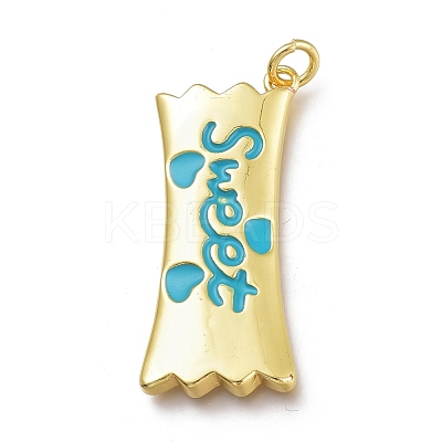 Real 18K Gold Plated Brass Enamel Pendants KK-A150-06G-RS-1