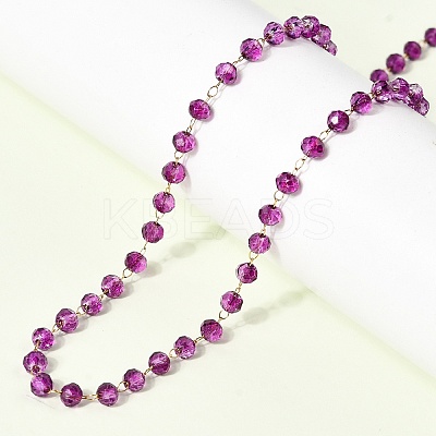 12Pcs 12 Colors 304 Stainless Steel with Glass Faceted Rondelle Bead Handmade Link Chain Birth Stone Necklaces for Women NJEW-G195-01G-1