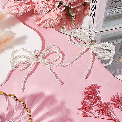 Plastic Imitation Pearl Bowknot Shoe Charms DIY-WH20002-152A-1