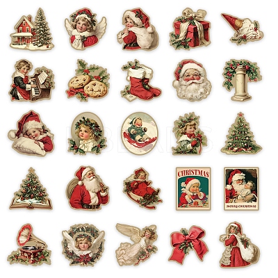 50Pcs Christmas PVC Waterproof Stickers PW-WG14AFA-01-1