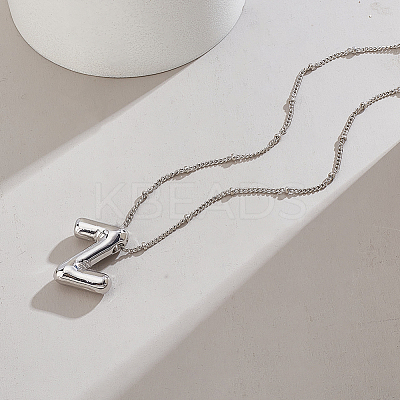 1pc Brass Chain with Alloy Letter Pendants Necklaces NJEW-LP0001-41Z-P-1
