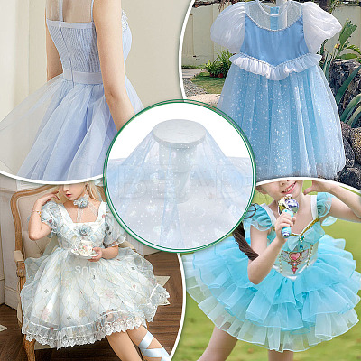 Heart Pattern Polyester Mesh Fabric DIY-WH0591-146B-1