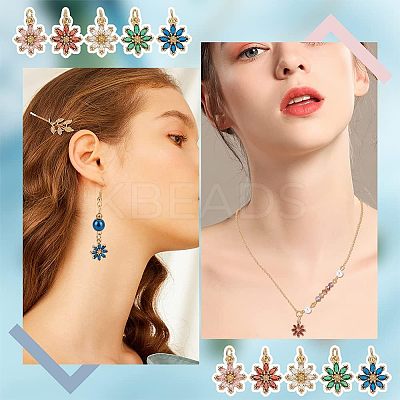 10Pcs 5 Colors Rack Plating Brass Micro Pave Cubic Zirconia Charms ZIRC-HY0001-03-1