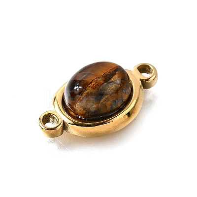 304 Stainless Steel Pave Natural Tiger Eye Connector Charms STAS-F318-17G-1