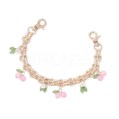 2Pcs Glass Flower & Fruit Bag Decorative Chains AJEW-BA00172-01-1