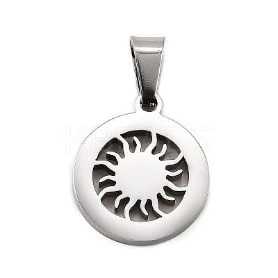 Flat Round with Sun 304 Stainless Steel Pendants STAS-M121-14P-1