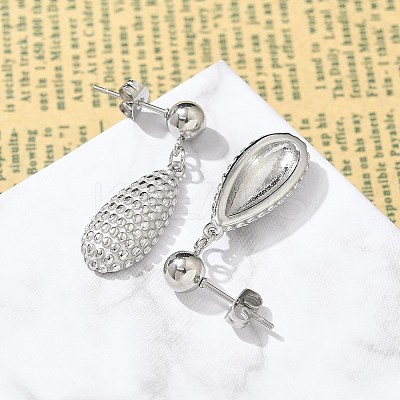 304 Stainless Steel Teardrop Dangle Stud Earrings for Women EJEW-A119-16P-1