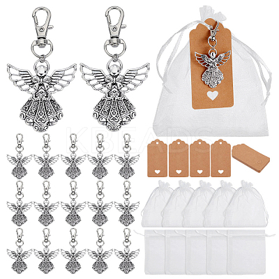 24Pcs Angel & Fairy Tibetan Style Alloy Pendant Decorations HJEW-GA0001-54-1