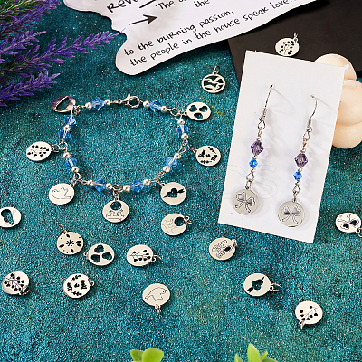 24Pcs 12 Styles 304 Stainless Steel Charms STAS-TA0002-31-1
