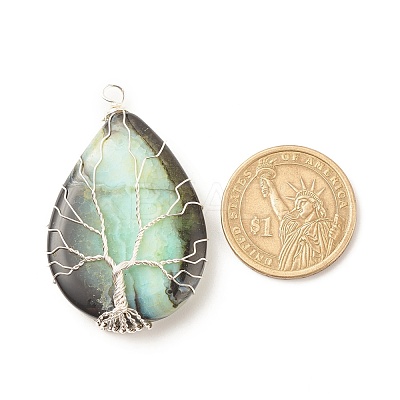 Natural Crackle Agate Pendants PALLOY-JF01526-03-1