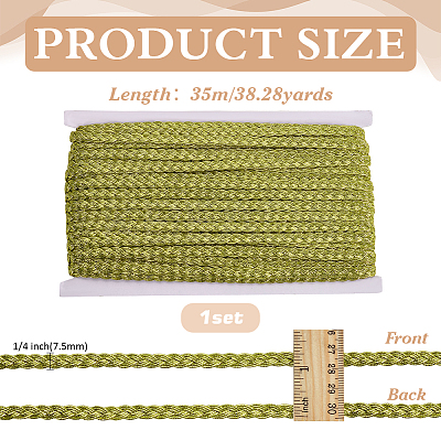 Metallic Polyester Braided Lace Trim OCOR-WH0108-20B-1