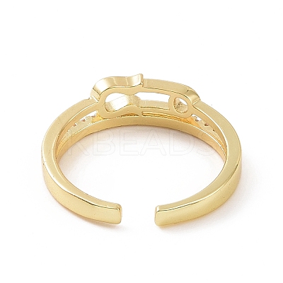 Clear Cubic Zirconia Safe Pin Shape Open Cuff Ring RJEW-G283-07G-1