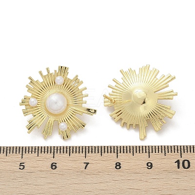 Brass ABS Imitation Pearl Stud Earrings EJEW-M082-06G-1