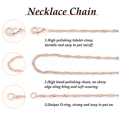 10Pcs 10 Styles Brass Paperclip & Cable & Box & Satellite & Bar Link Chain Necklaces Set MAK-PH0004-33RG-1