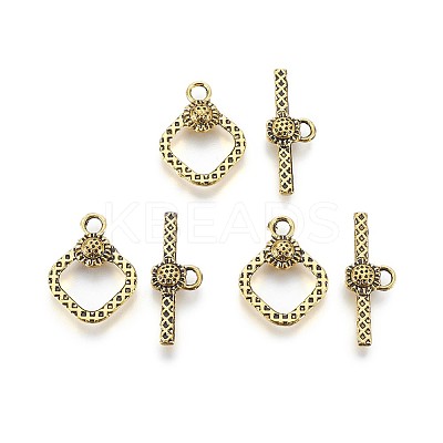Tibetan Style Alloy Rhombus Toggle Clasps PALLOY-J471-26AG-1
