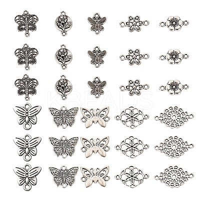 60Pcs 10 Styles Tibetan Style Alloy Connector Charms FIND-TA0003-67-1