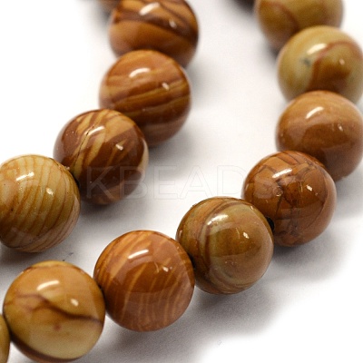 Natural Wood Lace Stone Wooden Jasper Beads Strands G-G763-05-4mm-1