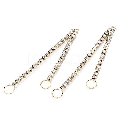 Brass Pave Crystal Rhinestone Chain with Ring Big Pendants KK-N216-423-03LG-1