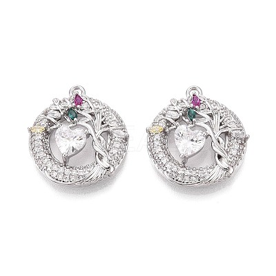 Brass Micro Pave Cubic Zirconia Pendants KK-T073-39P-1