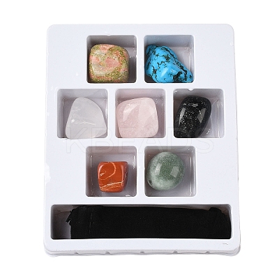 7Pcs Nuggets Chakra Natural & Synthetic Mixed Gemstone Tumbled Polished Stones Collections AJEW-Q152-02-1