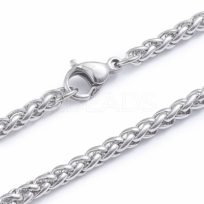 Non-Tarnish 304 Stainless Steel Wheat Chain Necklaces NJEW-L173-015-P-1