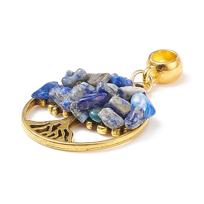 Natural Lapis Lazuli European Dangle Charms PALLOY-JF01786-03-1