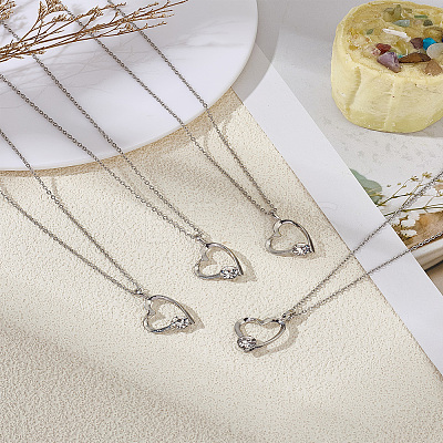 4Pcs Brass Micro Pave Cubic Zirconia Pendant Necklace for Women ZIRC-LP0001-15-1