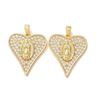 Brass Micro Pave Clear Cubic Zirconia Pendants CU-CBA9AB3-38G-1