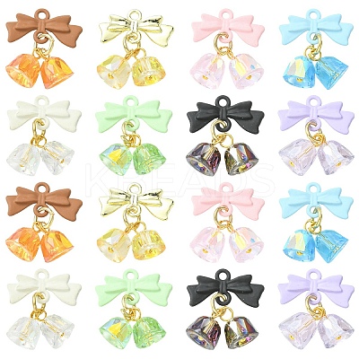 16Pcs 8 Colors Alloy & Glass Pendants PALLOY-YW00166-1