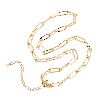 Brass Paperclip Chain Necklace Making X-KK-S356-575-NF-1
