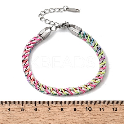 304 Stainless Steel Chain & Nylon Braided Bracelets for Women LS-BJEW-A152-01P-1