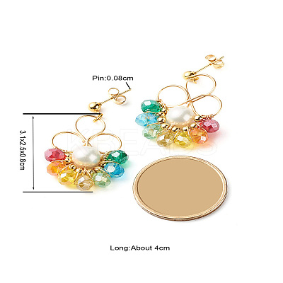 Flower Colorful Glass Beads Dangle Earrings for Girl Women X1-EJEW-TA00010-1