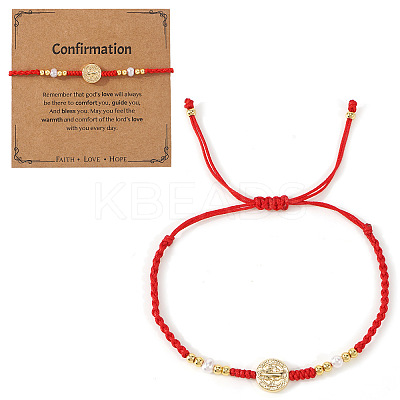 Brass Saint Medal Braided Bracelets EA4269-2-1