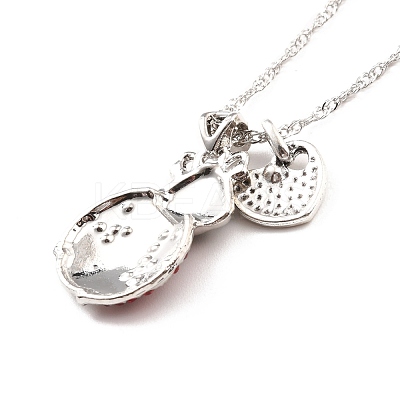 Colorful Rhinestone Ladybird and Heart Pendant Necklace NJEW-I113-13P-1