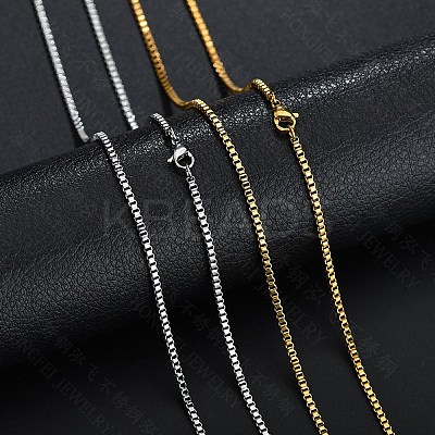 Stainless Steel Box Chain Necklace NJEW-YWC0001-02G-04-1