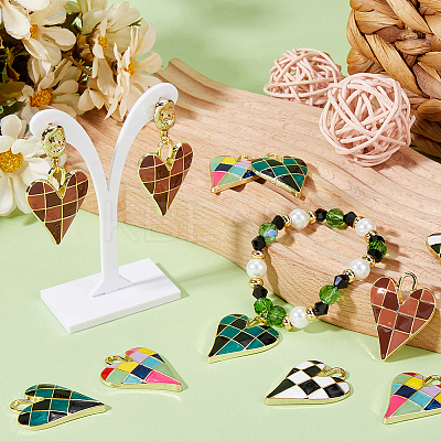 16Pcs 4 Colors Rack Plating Alloy Enamel Pendants ENAM-SC0006-48-1