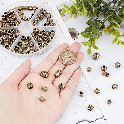 110Pcs 6 Style Tibetan Style Zinc Alloy European Beads TIBEB-NB0001-27-1