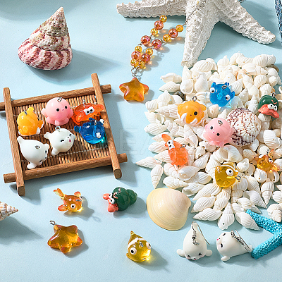 20Pcs 10 Styles Ocean Theme Resin Pendants RESI-SC0006-39-1