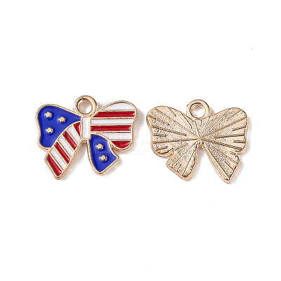 American Flag Style Alloy Enamel Pendants ENAM-K067-26-1