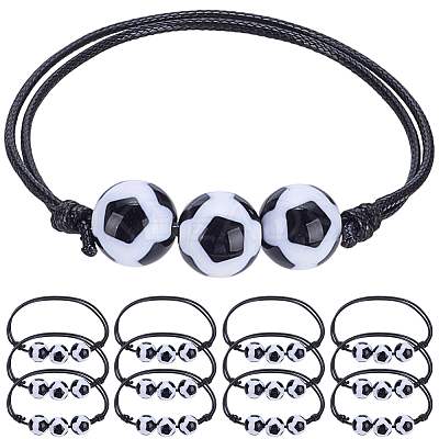 20Pcs Plastic Football Braided Bead Bracelet BJEW-SP0001-20-1