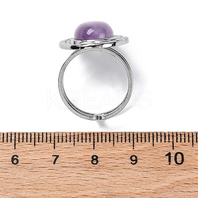 Oval Natural Amethyst Finger Rings RJEW-M063-01P-16-1