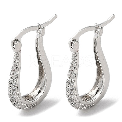 Teardrop Brass Cubic Zirconia Hoop Earrings EJEW-K247-14P-1