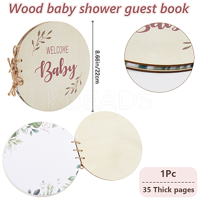 Round with Word Welcome Baby Wood Baby Shower Guest Book Alternatives for Boy or Girl DIY-WH20002-58A-1
