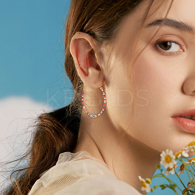 Bohemian Handmade Glass Beaded Hoop Earrings RN1446-6-1