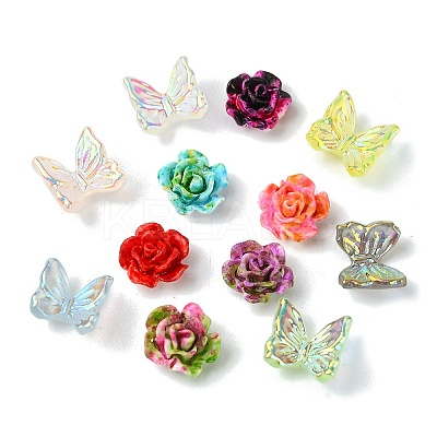 180Pcs 12 Styles Spray Painted Resin Cabochons MRMJ-FS0001-03-1