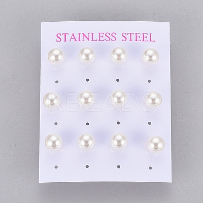 Plastic Imitation Pearl Stud Earrings STAS-D0001-03-G-1