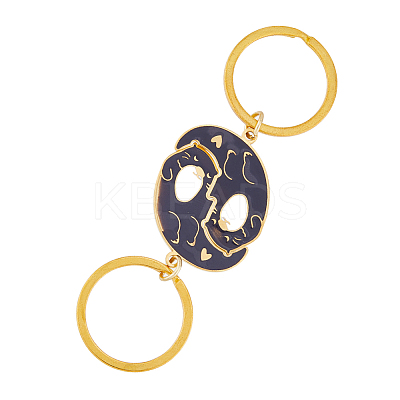 Alloy Enamel Ying Yang Cat Couples Keychain KEYC-WH0025-061-1