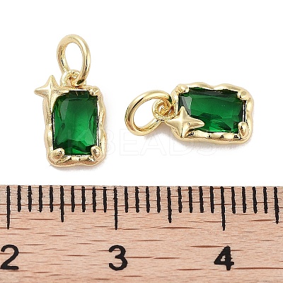 Brass Micro Pave Cubic Zirconia Charms KK-C051-10G-02-1